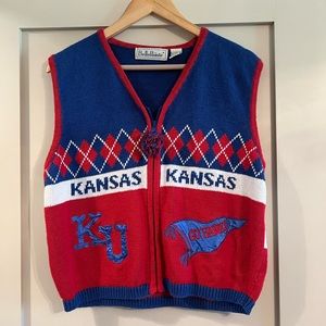 Vintage 90’s KU University of Kansas Jayhawks sweater vest